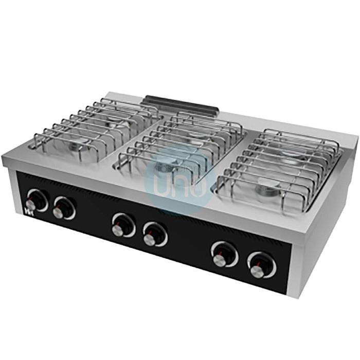Cocina a Gas Sobremesa, 6 Fuegos, 1,2 Metros Ancho, Fondo 75 cm, HR Fainca HRB6F750S