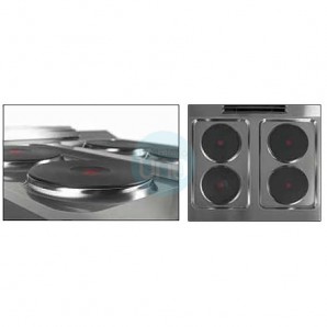 Cocina Eléctrica con Horno Eléctrico, Trifásica, 4 Placas, 80 cm Ancho, Fondo 75 cm, Gratinador, HR Fainca HRE4P750H