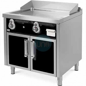 Frytop Cromo Duro a Gas 80x75 cm, con Armario con Puertas, 2 Quemadores HR Fainca FT7508ECR