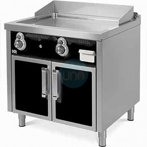 Frytop Acero Rectificado a Gas 80x75 cm, con Armario con Puertas, 2 Quemadores, HR Fainca FT7508E