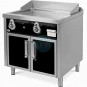 Frytop Acero Rectificado a Gas 80x75 cm, con Armario con Puertas, 2 Quemadores, HR Fainca FT7508EP