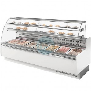 Mostrador Pastelero Refrigerado 2 Metros Ancho, Blanco, Cristal Curvo, Pastelería y Confitería, INFRICO VGL18CB
