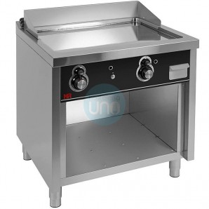 Frytop Acero Rectificado a Gas 80x75 cm, con Armario, 2 Quemadores HR Fainca FT7508E