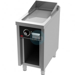Frytop Eléctrico Trifásico Placa Cromo Duro 40x75 cm, con Mueble, 1 Quemador, Fondo 75 cm, HR Fainca FTE7504ECR