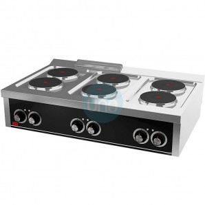 Cocina Eléctrica Trifásica, 6 Placas, 1,2 Metros Ancho, Fondo 75 cm, HR Fainca CE6P750S