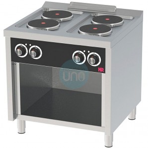 Cocina Eléctrica Trifásica, 4 Placas de Ø 22 cm, 80 cm Ancho, Fondo 75 cm, de Pie con Mueble, HR Fainca CE4P750E
