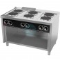 Cocina Eléctrica Trifásica, 6 Placas de Ø 22 cm, 1,2 Metros Ancho, Fondo 75 cm, de Pie con Mueble, HR Fainca CE6P750E