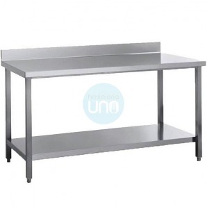 Mesa Baja Mural, 1 Metro Ancho, 1 Estante, Fondo 60 cm, Alto 60 cm, Acero inoxidable, MBM10060