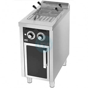 Cuece Pastas a Gas, Fondo 75 cm, Armario y Puerta Negra, 25 Litros, 40 cm Ancho, HR Fainca