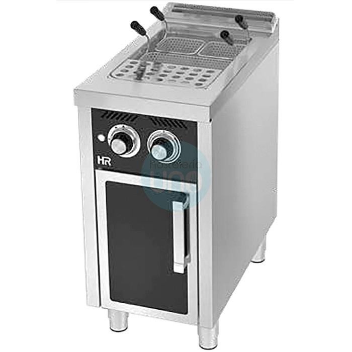 Cuece Pastas Eléctrico, Fondo 75 cm, Armario y Puerta Negra, 25 Litros, 40 cm Ancho, HR Fainca