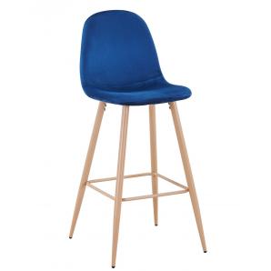 4 Taburetes epoque new, patas metálicas, terciopelo azul 64 - 4 unidades