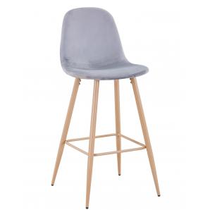 4 Taburetes epoque new, patas metálicas, terciopelo gris 19 - 4 unidades