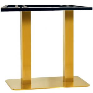 2 Bases de mesa trocadero rt72do, acero inoxidable, dorada, base de acero de 8 mm. 70 x 40 cms, altura 72 cms - 2 unidades