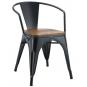 5 Sillones tol ek wood, acero, negro, asiento madera - 5 unidades