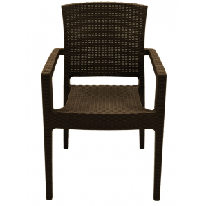 4 Sillones larry, apilable, polipropileno marrón chocolate - 4 unidades