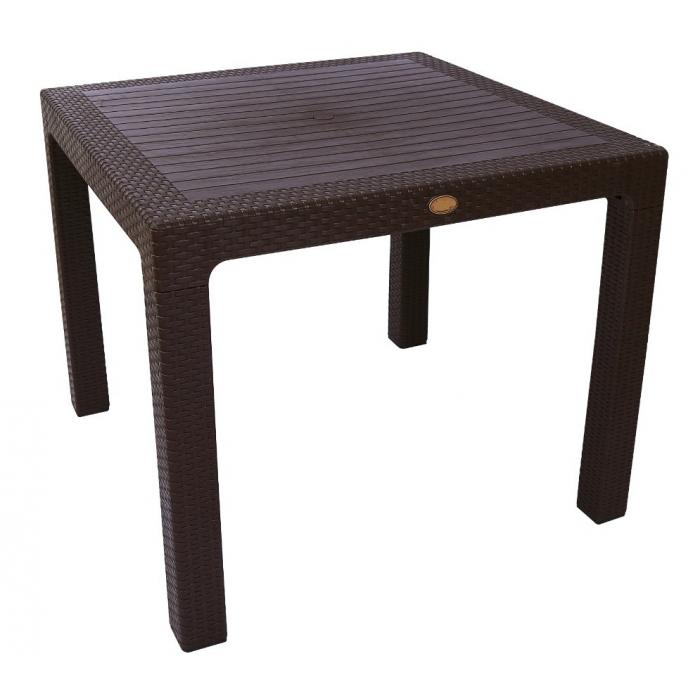 Mesa faro, polipropileno marrón chocolate, 90 x 90 cms