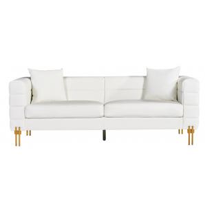 Sofá larios, 3 plazas, tapizado similpiel blanca