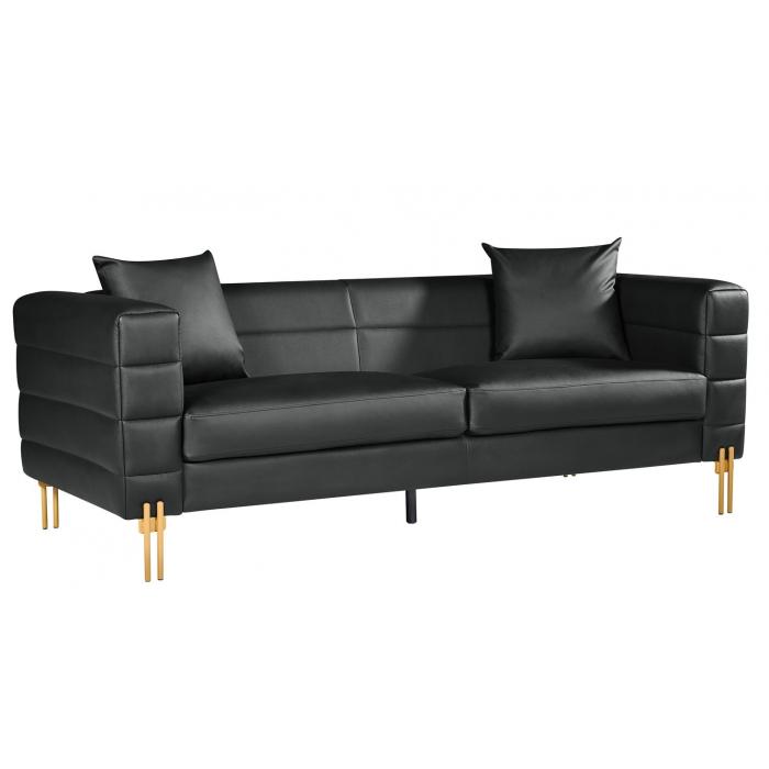 Sofá larios, 3 plazas, tapizado similpiel negra