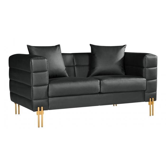 Sofá larios, 2 plazas, tapizado similpiel negra