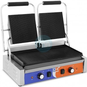 Plancha Grill Eléctrica, Doble, Ranurada, 57 cm Ancho, Fondo 37 cm, CH813