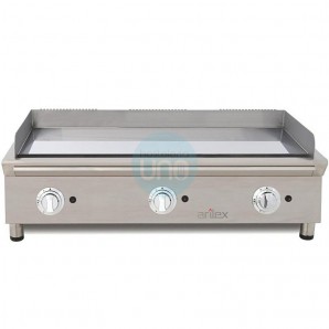 Plancha Frytop a Gas Cromo Duro 15 mm Espesor, 1 Metro Ancho, 3 Válvulas, 6 Quemadores, Arilex Smash AR100FRY