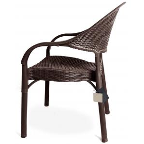 4 Sillones torremolinos, apilable, patas metálicas, polipropileno marrón chocolate - 4 unidades