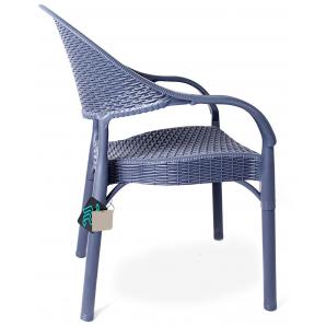 4 Sillones torremolinos, apilable, patas metálicas, polipropileno gris oscuro - 4 unidades