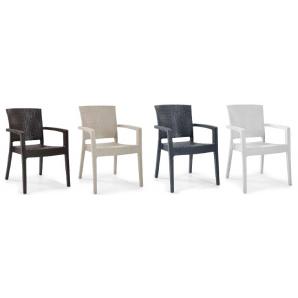 4 Sillones lido, apilable, polipropileno blanco - 4 unidades