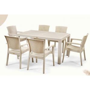 4 Sillones lido, apilable, polipropileno capuccino - 4 unidades