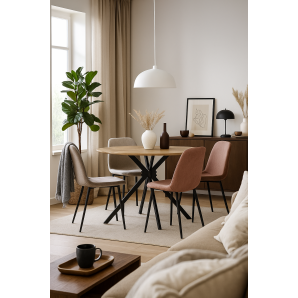 Mesa minerva new, metal, madera, 120 cms de diámetro