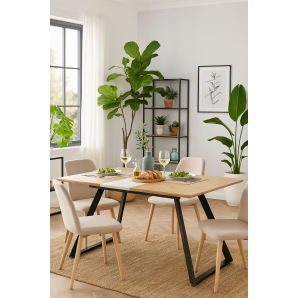 Mesa bérgamo, extensible, metal, dm bilaminado,160 ~ 200x90 cms