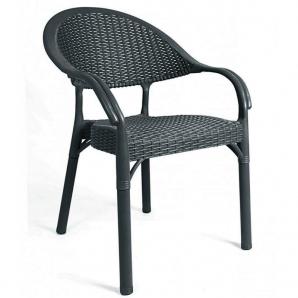 4 Sillones torremolinos, apilable, patas metálicas, polipropileno antracita - 4 unidades