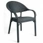 4 Sillones torremolinos, apilable, patas metálicas, polipropileno antracita - 4 unidades