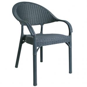 4 Sillones torremolinos, apilable, patas metálicas, polipropileno gris azulado - 4 unidades