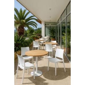 4 Sillas capri, apilable, tratamiento anti uv, polipropileno blanco - 4 unidades