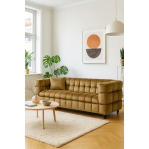 Sofá loring, 3 plazas, tejido velvet camel 34