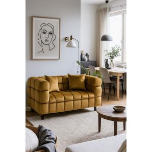 Sofá loring, 2 plazas, tejido velvet camel 34