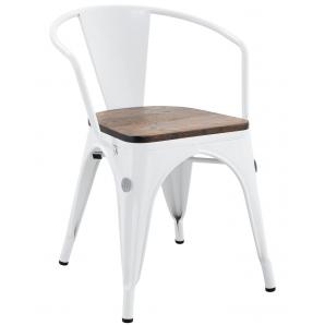 5 Sillones tol ek wood, acero, blanco, asiento madera - 5 unidades