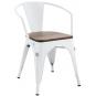 5 Sillones tol ek wood, acero, blanco, asiento madera - 5 unidades