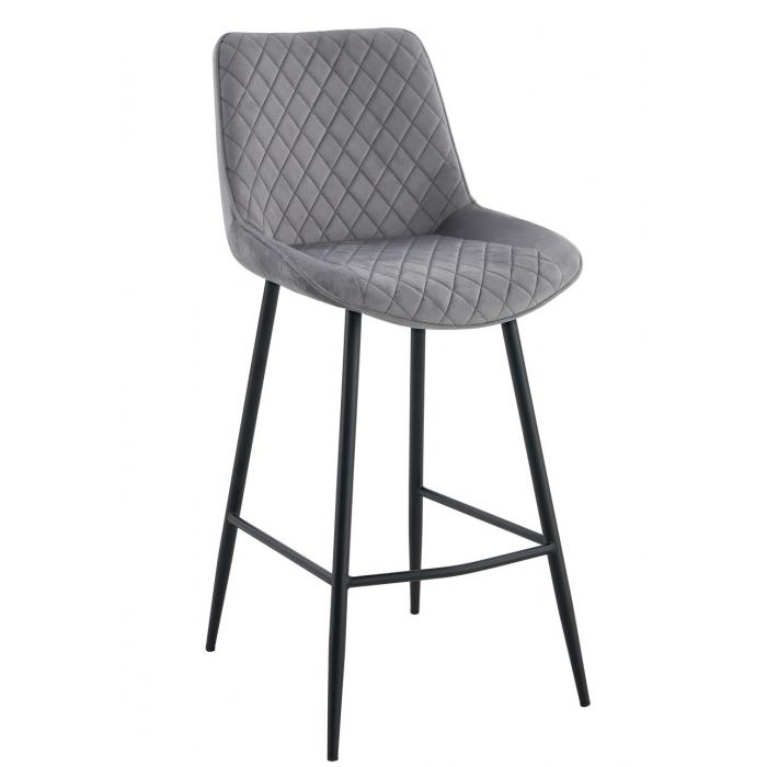 2 Taburetes felicio, metal, tapizado velvet gris claro - 2 unidades