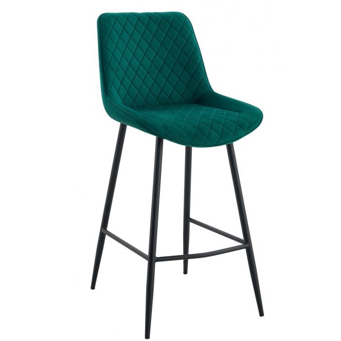 2 Taburetes felicio, metal, tapizado velvet verde oscuro - 2 unidades