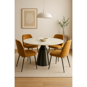 Mesa naida, metal, tapa de cerámica, 120 cms de diámetro