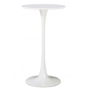 Mesa tul ( su ), alta, metal, blanca, tapa blanca de 60 cms de diámetro