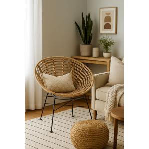 2 Sillones cidora, metal, ratán beige - 2 unidades