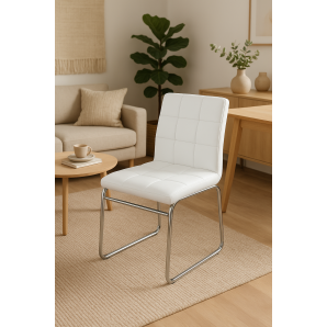 2 Sillas berta, cromada, similpiel blanca - 2 unidades