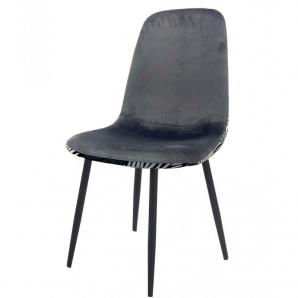 4 Sillas horus new, metal, tapizado velvet gris con trasera floral a juego - 4 unidades