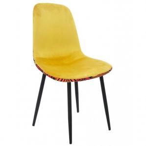 4 Sillas horus new, metal, tapizado velvet amarillo con trasera floral a juego - 4 unidades