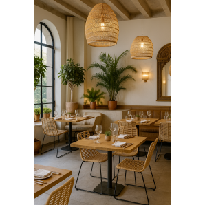 4 Sillas lotak, metal, ratán beige - 4 unidades