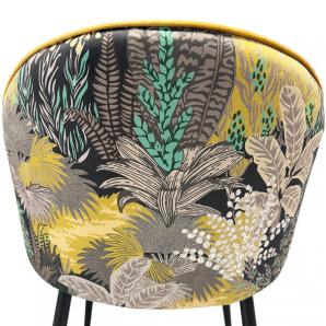 4 Sillas palm yellow, metal, tapizado velvet amarillo con trasera palm - 4 unidades