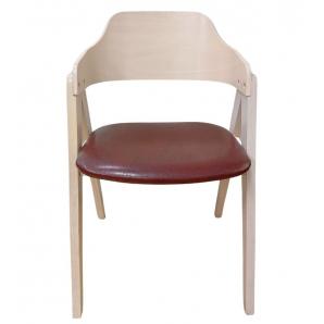 2 Sillones jarsy, madera de hevea, natural, similpiel marrón - 2 unidades